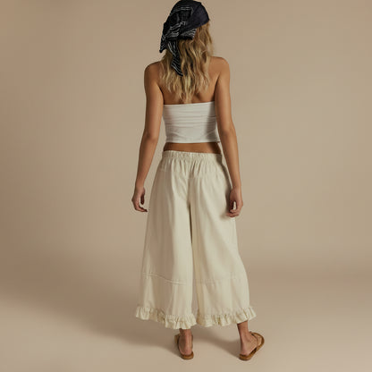 Ruffle Hem Wide Leg Jeans