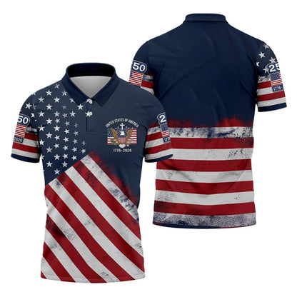 USA 250th Men's short-sleeved polo shirt ZM7014 - BundleWear