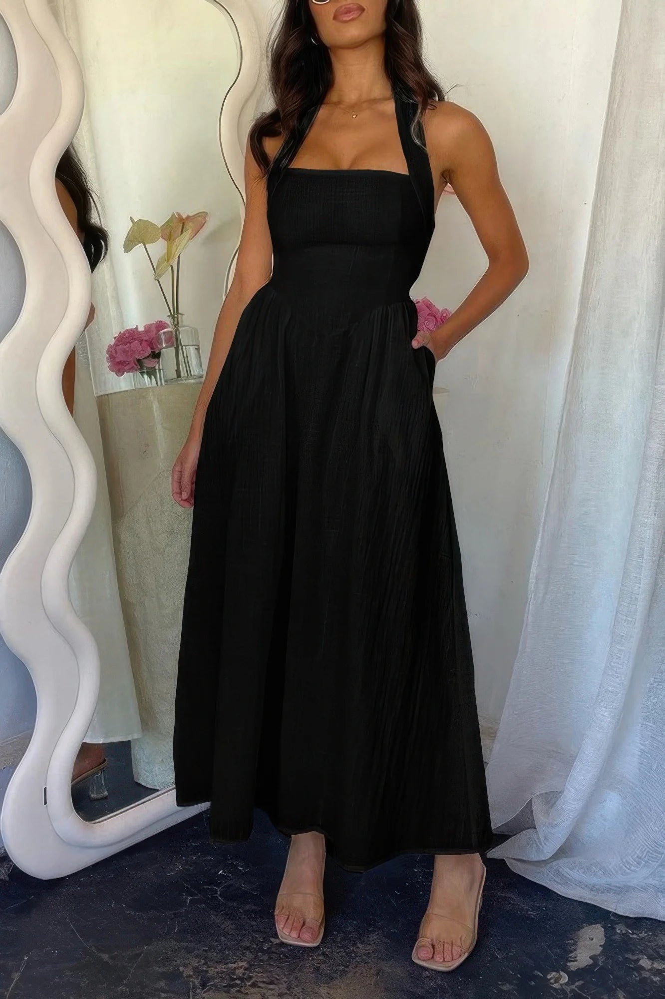 Women's Casual Sleeveless Backless A-line Dress - MATCHING MASTER