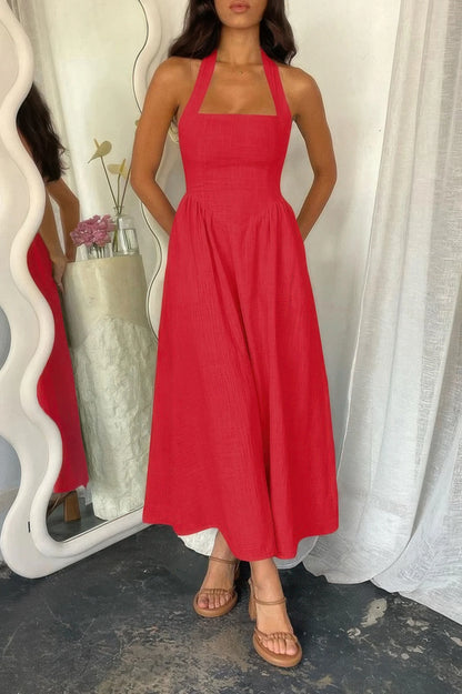 Women's Casual Sleeveless Backless A-line Dress - MATCHING MASTER