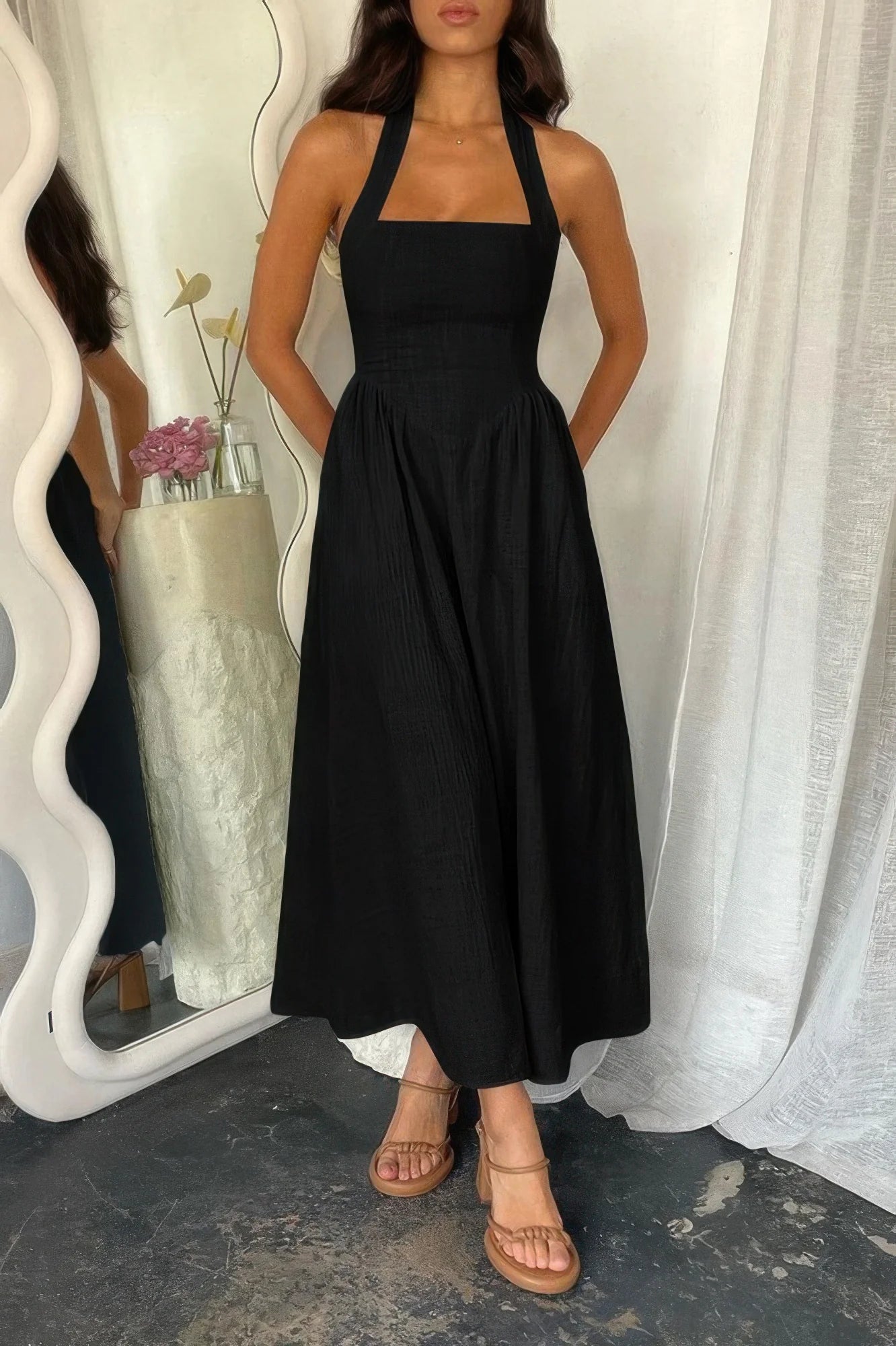 Women's Casual Sleeveless Backless A-line Dress - MATCHING MASTER