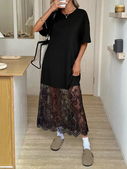 Stylish T-shirt and lace maxi skirt - MATCHING MASTER