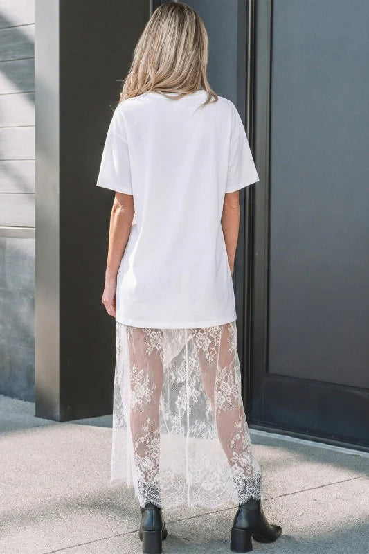Stylish T-shirt and lace maxi skirt - MATCHING MASTER