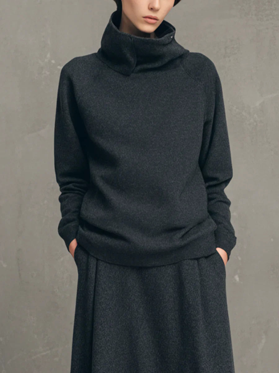 LAYER HIGH-NECK TOP AND FLARED LONG SKIRT SET - MATCHING MASTER