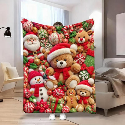 2D Teddy Pastel Floral Throw Blanket – Super Soft Kawaii