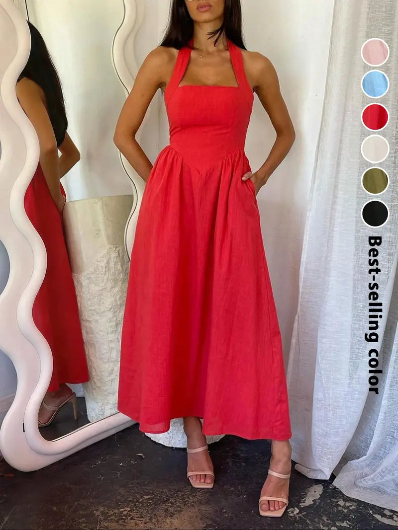 Women's Casual Sleeveless Backless A-line Dress - MATCHING MASTER