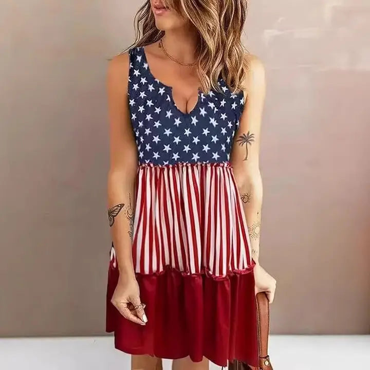 USA 250th American flag sleeveless dress - BundleWear