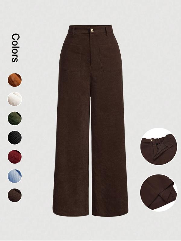 Women's solid color casual high-waisted straight leg pants - MATCHING MASTER