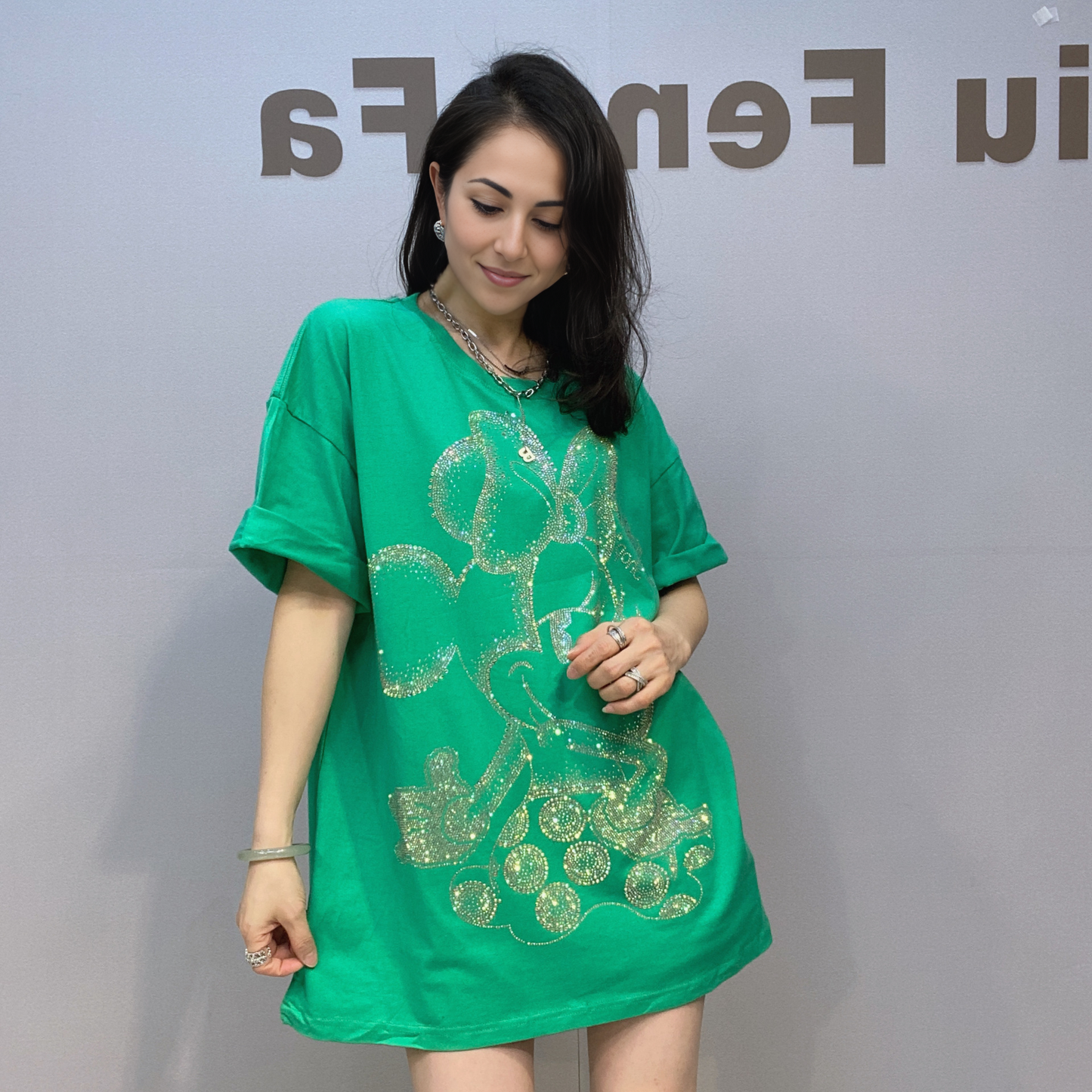 Rhinestone Minnie Oversized T-Shirt - MATCHING MASTER