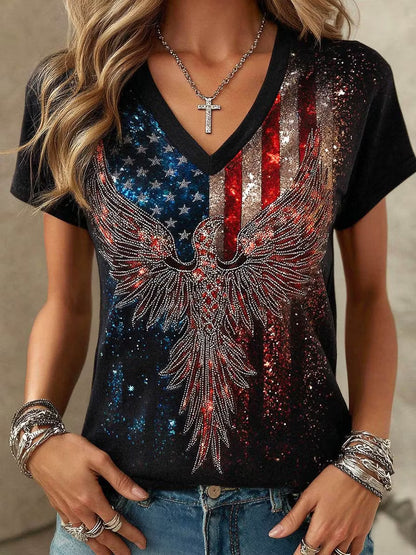 Women's Vintage Faith American Founding 250th Anniversary Short-Sleeved T-Shirt - BundleWear
