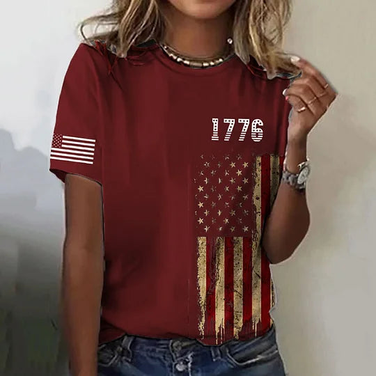 Women's 1776' Flag Graphic T-shirt - BundleWear