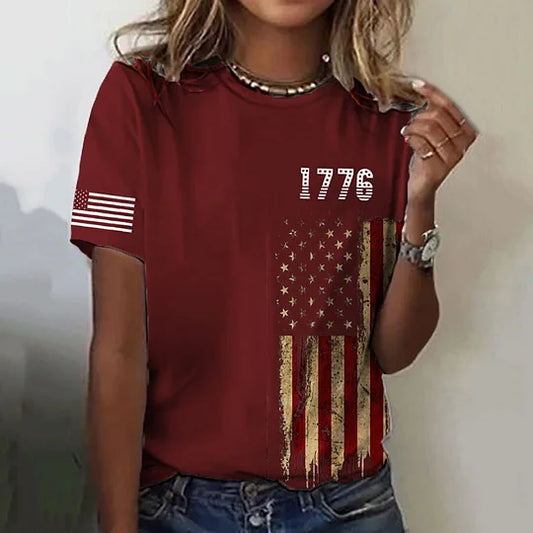 Women's 1776' Flag Graphic T-shirt - BundleWear