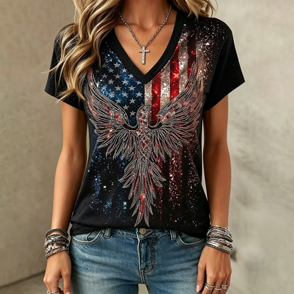 Women's Vintage Faith American Founding 250th Anniversary Short-Sleeved T-Shirt - BundleWear