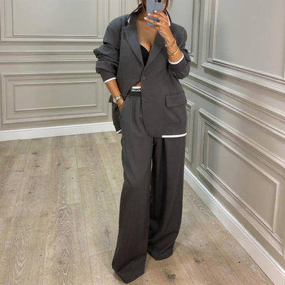 Women's collared jacket + trousers commuter suit - MYSTERYBOXS