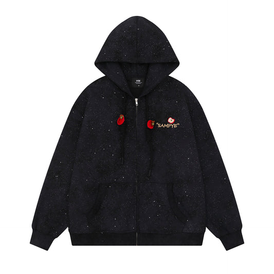 Embroidered zipper hooded couple sweatshirt - MATCHING MASTER