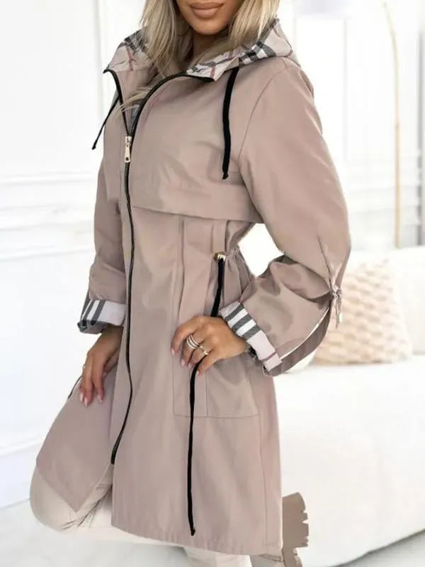 White Goose Down Checked Hooded Jacket - MATCHING MASTER