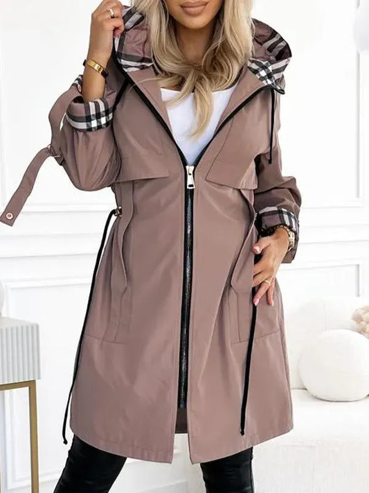 White Goose Down Checked Hooded Jacket - MATCHING MASTER