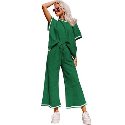 Summer solid color casual suit thread drawstring sportswear - MATCHING MASTER