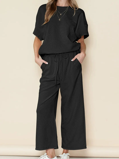 Summer solid color casual suit thread drawstring sportswear - MATCHING MASTER