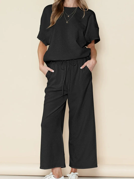 Summer solid color casual suit thread drawstring sportswear - MATCHING MASTER