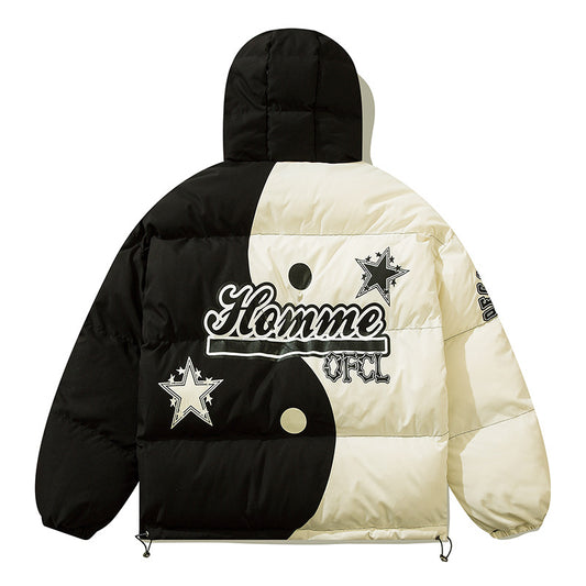 Contrast color couple thick hooded cotton jacket - MATCHING MASTER