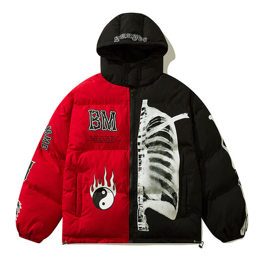 Contrast color couple thick hooded cotton jacket - MATCHING MASTER