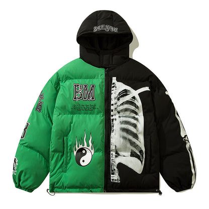 Contrast color couple thick hooded cotton jacket - MATCHING MASTER