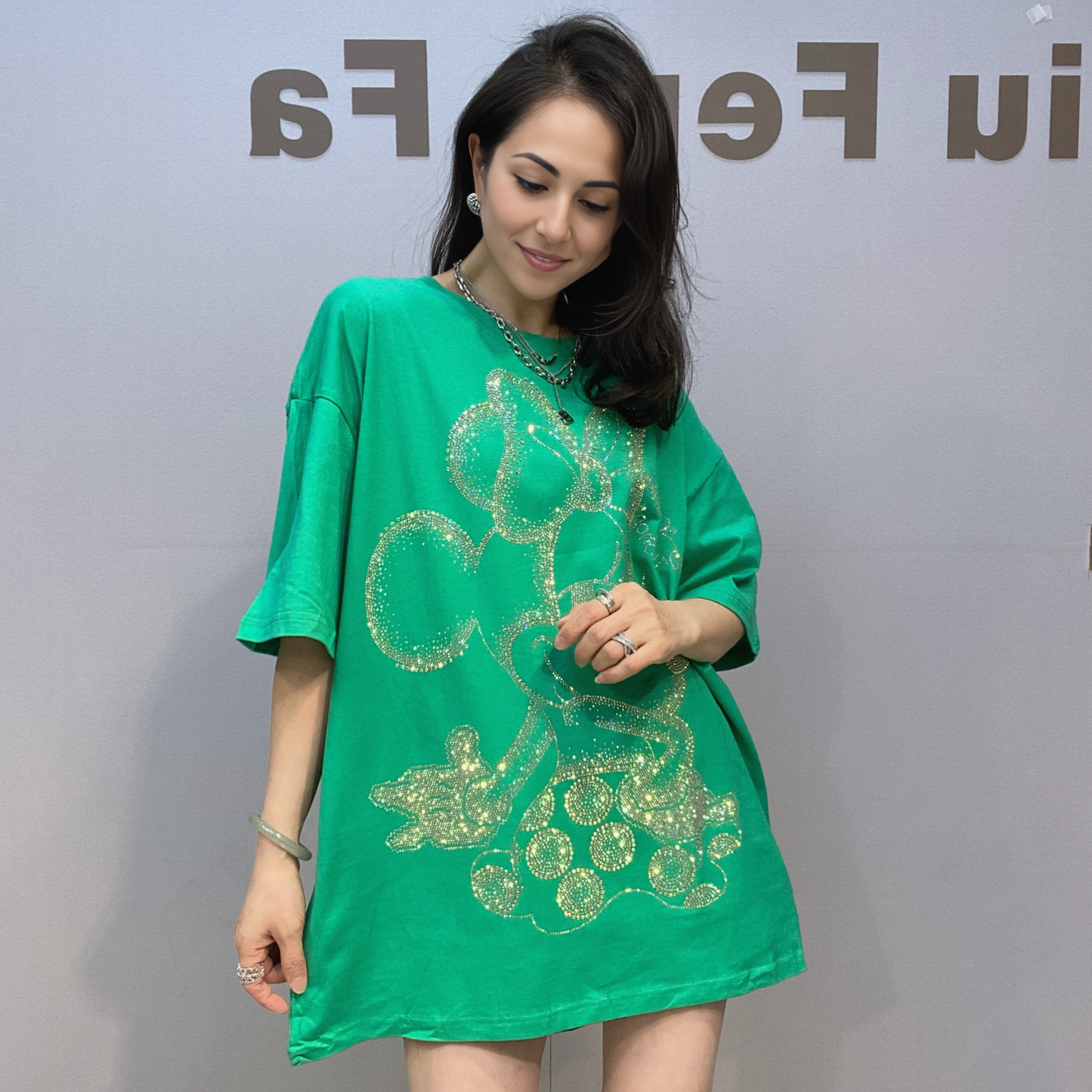 Rhinestone Minnie Oversized T-Shirt - MATCHING MASTER