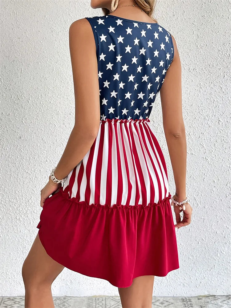 USA 250th American flag sleeveless dress - BundleWear