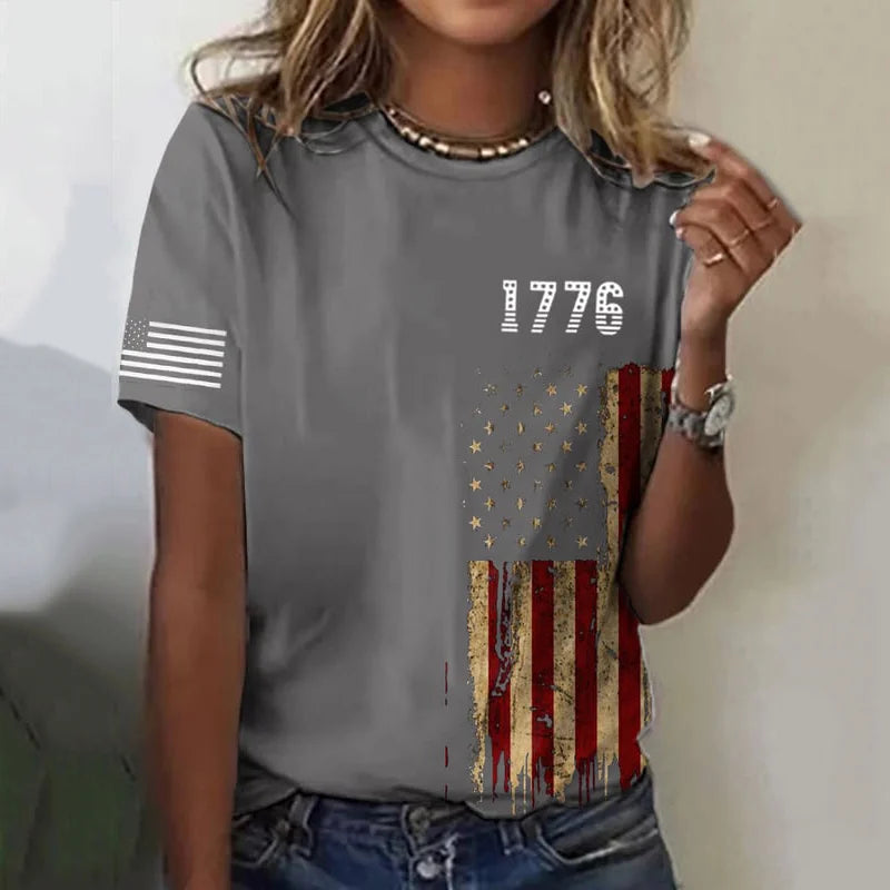 Women's 1776' Flag Graphic T-shirt - BundleWear