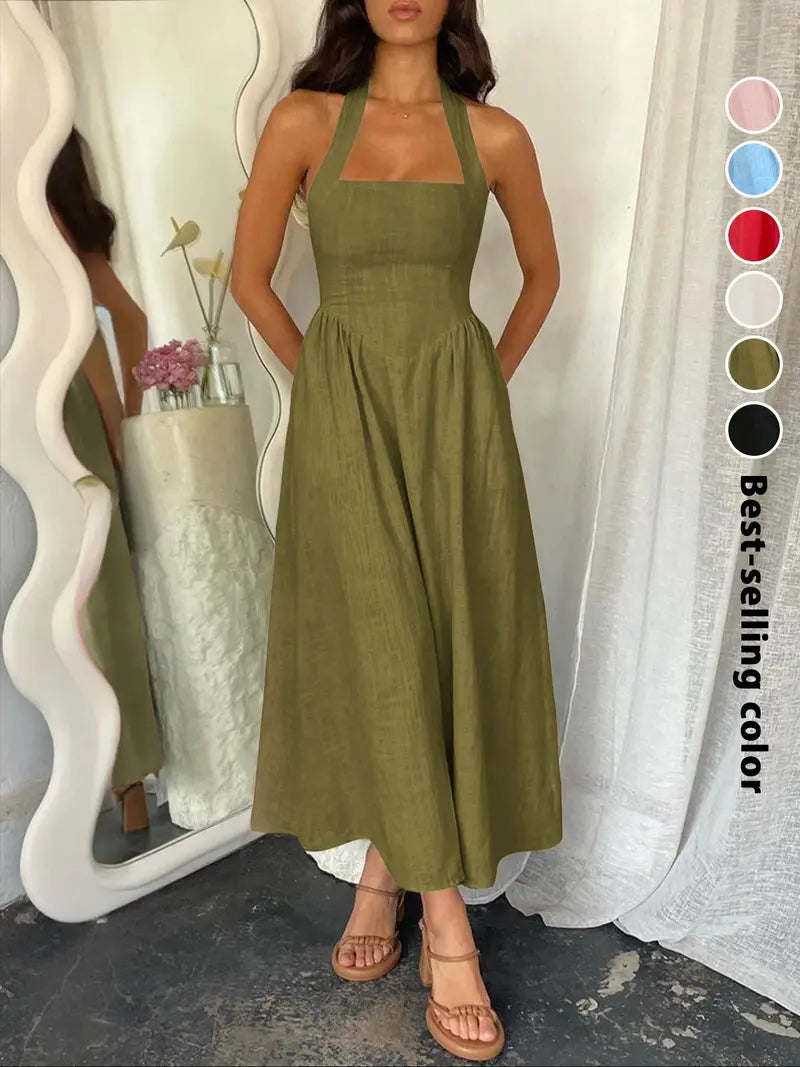 Women's Casual Sleeveless Backless A-line Dress - MATCHING MASTER