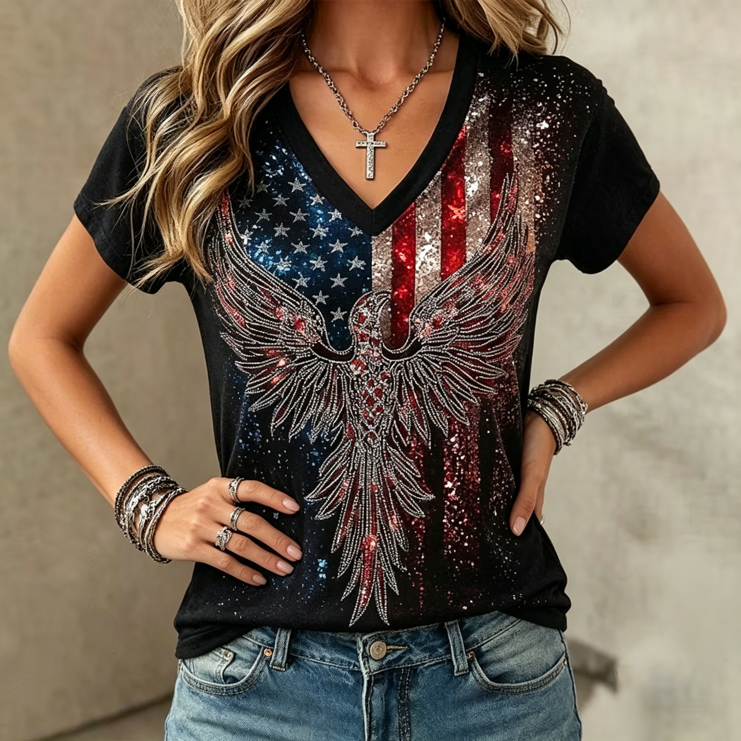 Women's Vintage Faith American Founding 250th Anniversary Short-Sleeved T-Shirt - BundleWear