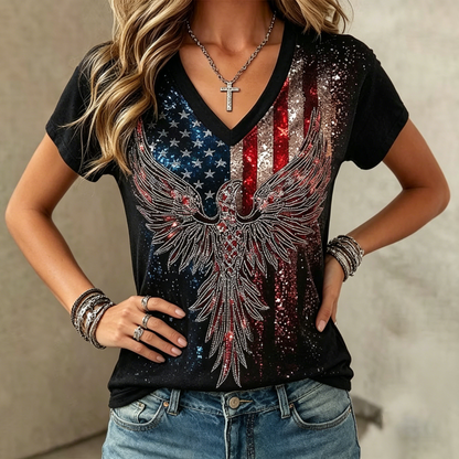 Women's Vintage Faith American Founding 250th Anniversary Short-Sleeved T-Shirt - BundleWear