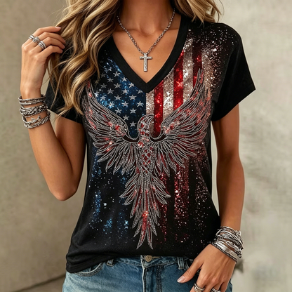 Women's Vintage Faith American Founding 250th Anniversary Short-Sleeved T-Shirt - BundleWear