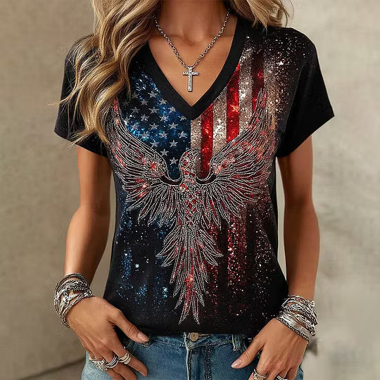 Women's Vintage Faith American Founding 250th Anniversary Short-Sleeved T-Shirt - BundleWear