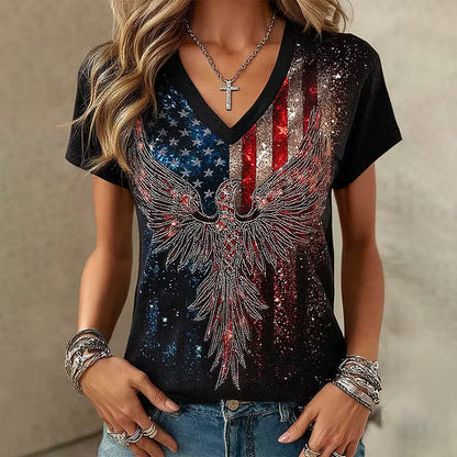 Women's Vintage Faith American Founding 250th Anniversary Short-Sleeved T-Shirt - BundleWear