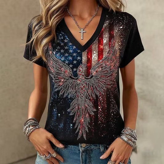 Women's Vintage Faith American Founding 250th Anniversary Short-Sleeved T-Shirt - BundleWear