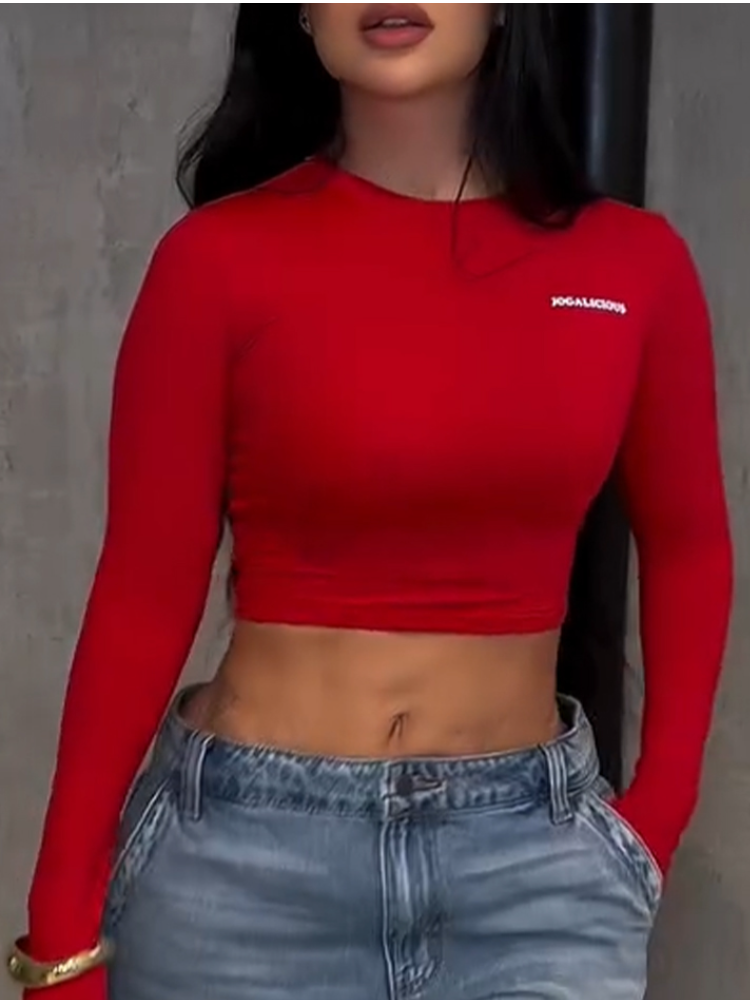 Ladies Round Neck Slim Fit Top+ Wash Pants Casual Set