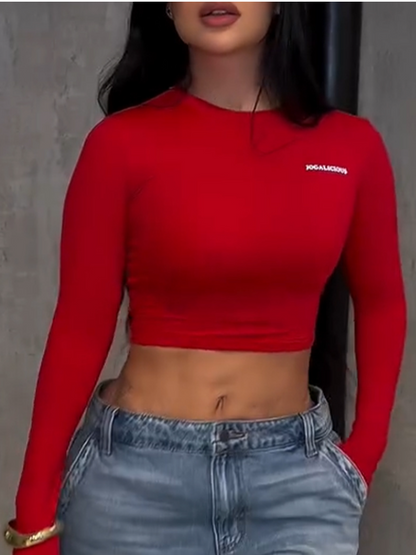 Ladies Round Neck Slim Fit Top+ Wash Pants Casual Set