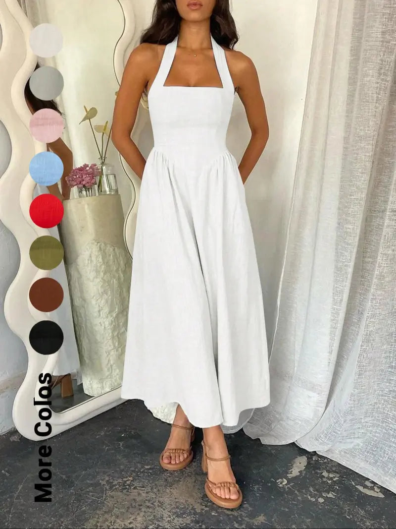 Women's Casual Sleeveless Backless A-line Dress - MATCHING MASTER