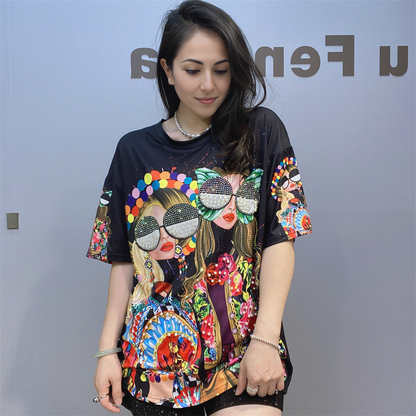 Fashionable and versatile women's rhinestone T-shirt - MATCHING MASTER