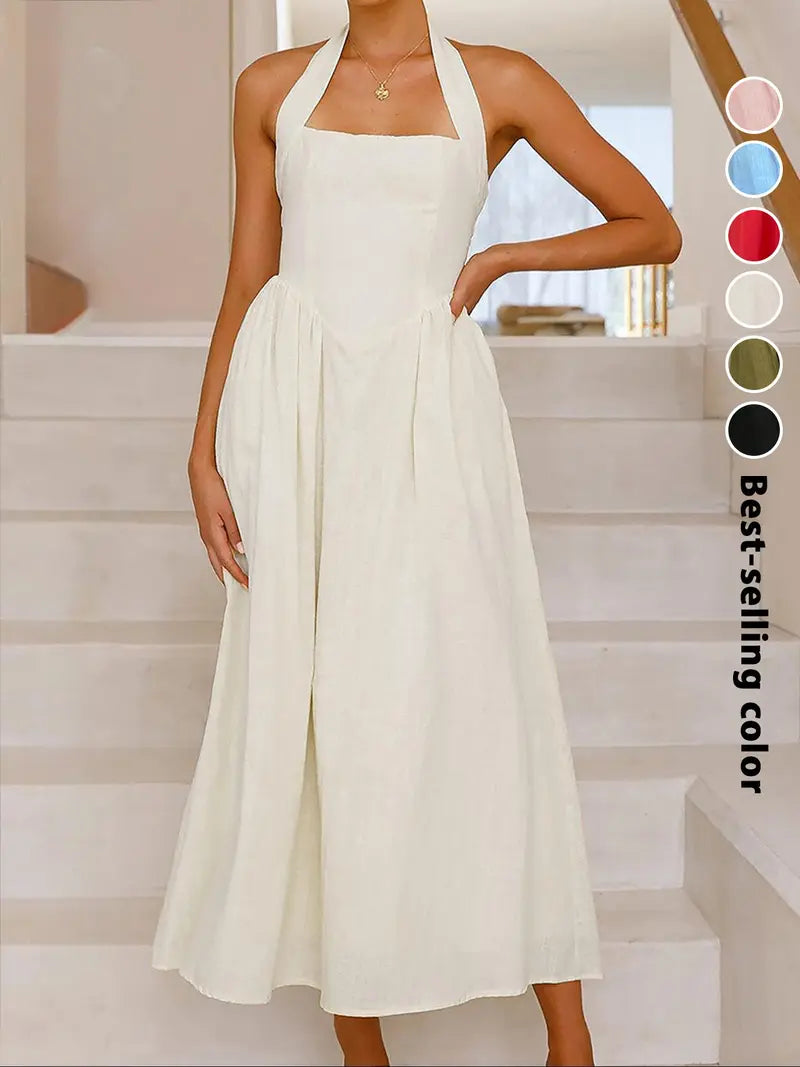 Women's Casual Sleeveless Backless A-line Dress - MATCHING MASTER