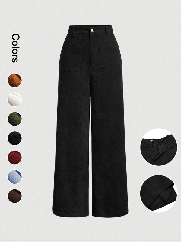 Women's solid color casual high-waisted straight leg pants - MATCHING MASTER