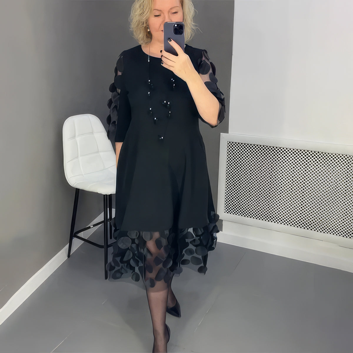 BLACK PETAL ELEGANT MAXI DRESS - MATCHING MASTER