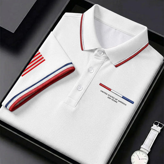 USA 250th Men's short-sleeved polo shirt - BundleWear