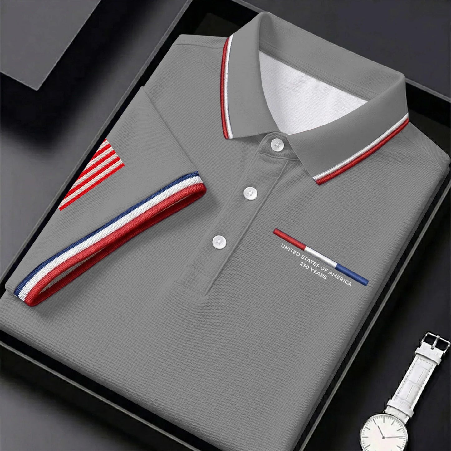 USA 250th Men's short-sleeved polo shirt - BundleWear