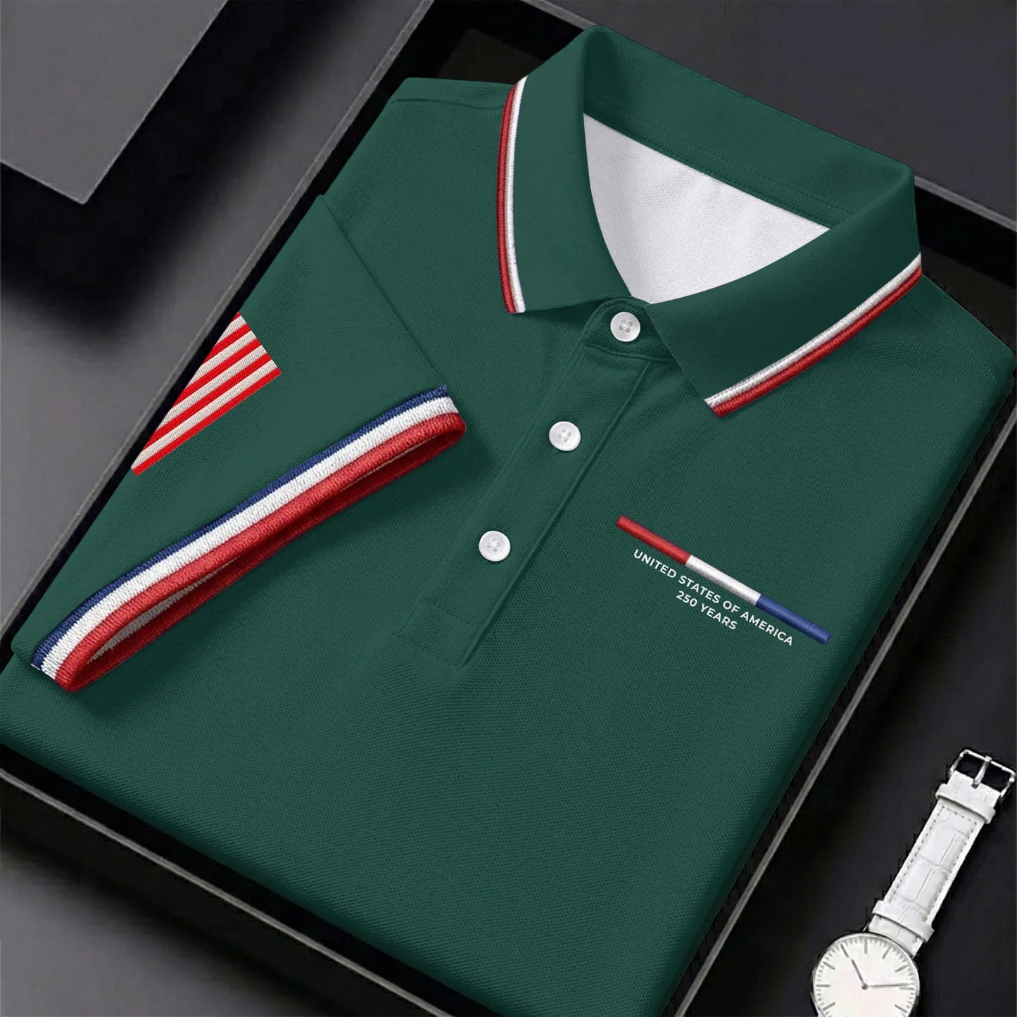 USA 250th Men's short-sleeved polo shirt - BundleWear