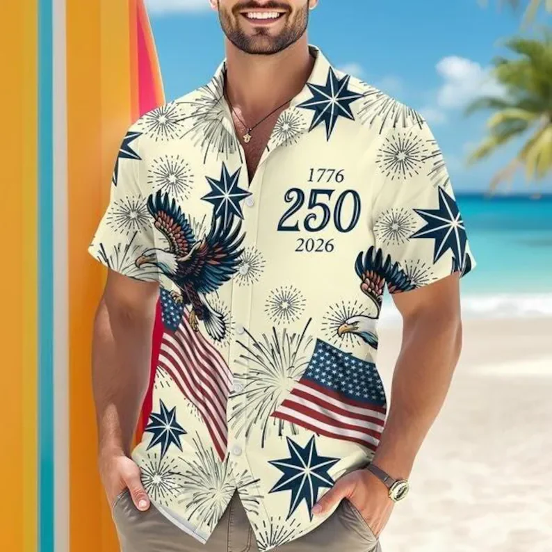 USA 250 Anniversary Eagle 1776-2026 Hawaii Shirt - BundleWear