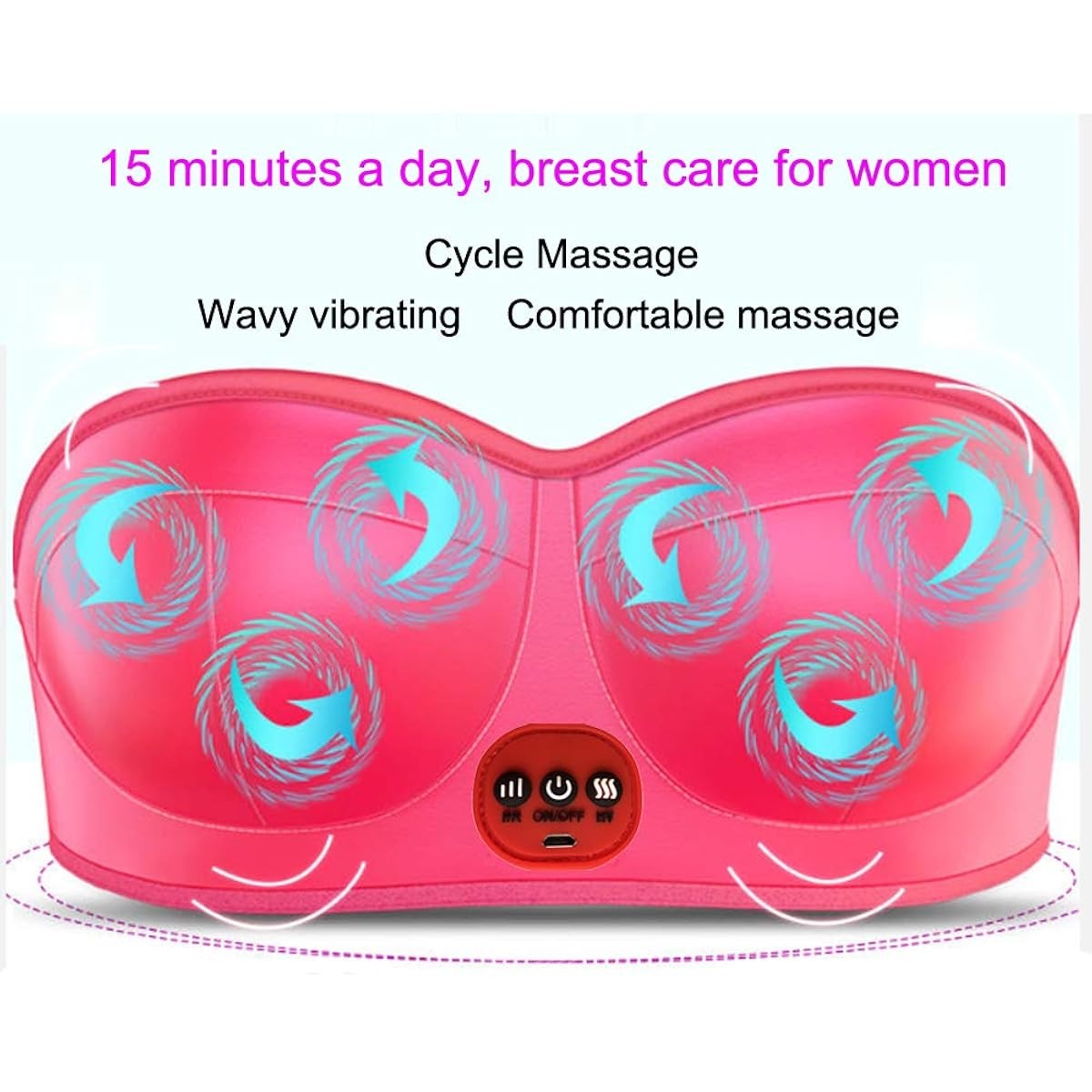 Heated Breast Massager Bra, Wireless Electric Bust Massager, Heating & Vibrating Bust Enhancement with 3 Levels