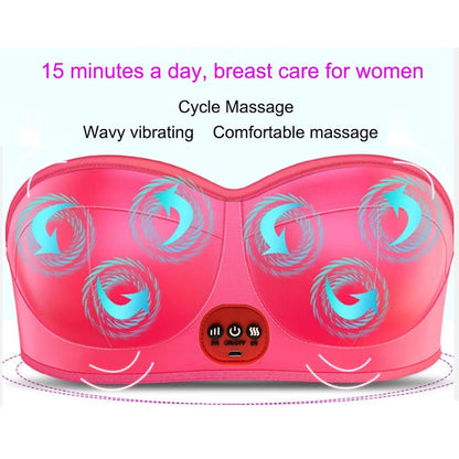 Heated Breast Massager Bra, Wireless Electric Bust Massager, Heating & Vibrating Bust Enhancement with 3 Levels